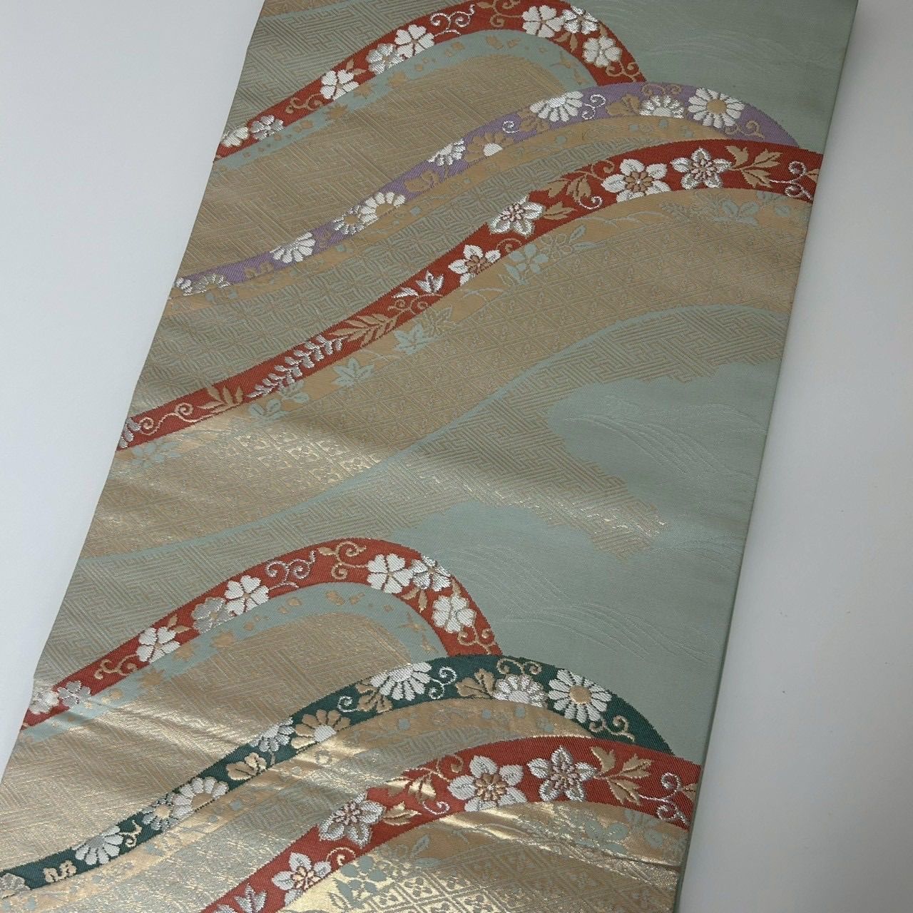 開き名古屋帯 正絹 美しい加工 文様 MA-1747 - メルカリ