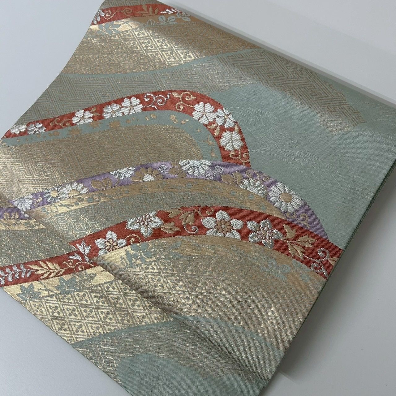 開き名古屋帯 正絹 美しい加工 文様 MA-1747 - メルカリ