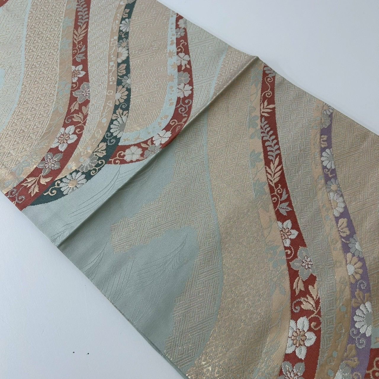 開き名古屋帯 正絹 美しい加工 文様 MA-1747 - メルカリ