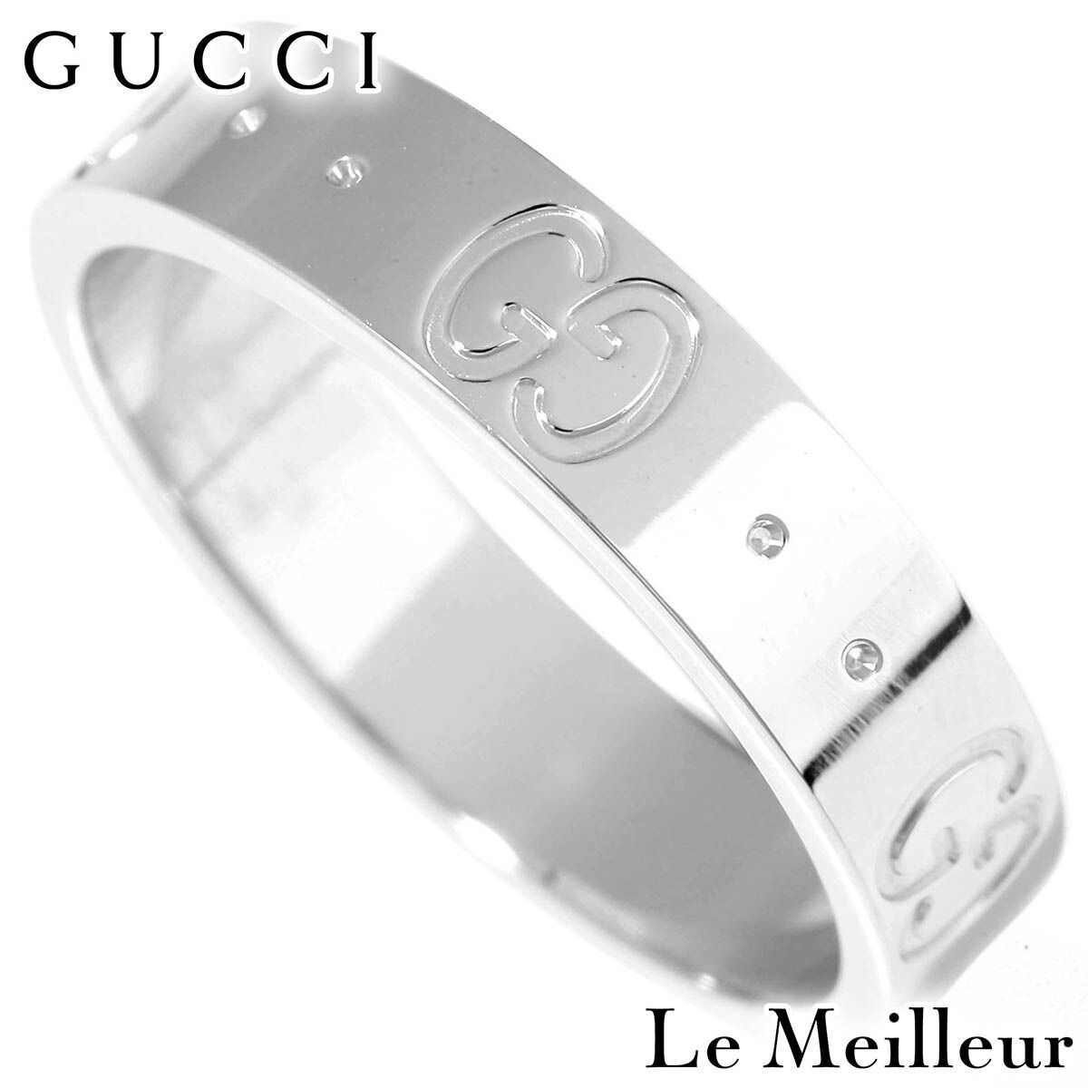グッチ GUCCI アイコンリング 指輪 ホワイトゴールド K18WG 9号 中古 