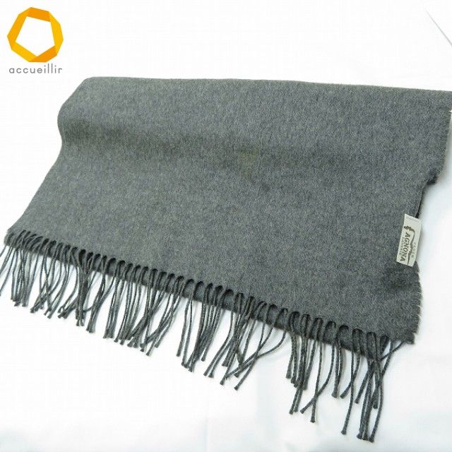 【AGNONA】アニオナ マフラー イタリア製　カシミヤ100% チャコール wxe アニオナ AGNONA マフラー グレー 無地 シルク イタリア製