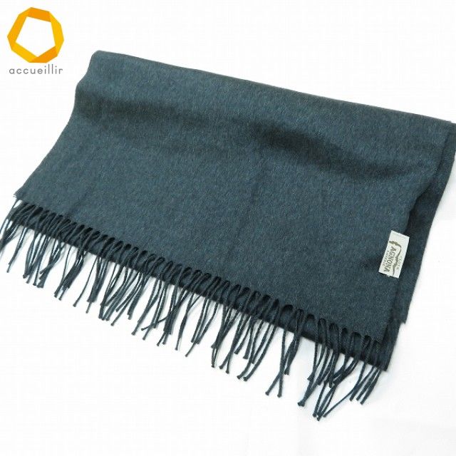 we アニオナ AGNONA マフラー 深緑 無地 シルク イタリア製 レディース