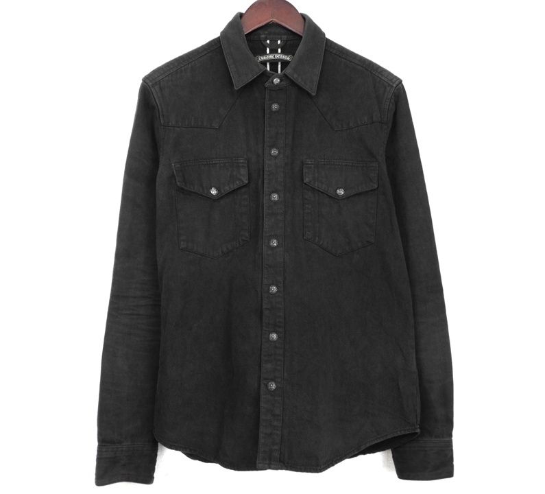 クロムハーツ CHROME HEARTS DENIM WESTERN 袖 クロスパッチ デニム ウエスタンシャツ 長袖シャツ s 5025