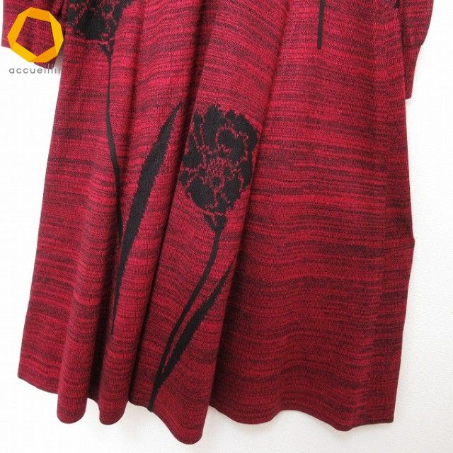 斉藤都世子 サイトウトヨコ ニットワンピース シェルボタン 花柄