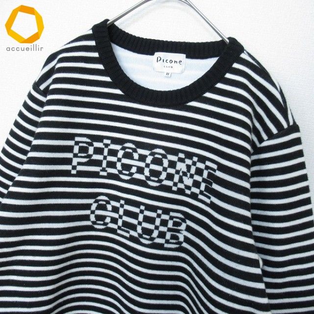 新品未使用Picone CLUBロゴ入りトレーナー風クルーセーター１号 ピッコーネクラブ PICONE CLUB セーター ニット ボーダー ゴルフ