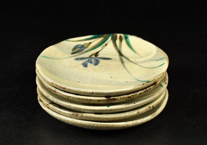 蔵C9871b】幸兵衛窯 絵替金彩 銘々皿 小皿 五客 - メルカリ