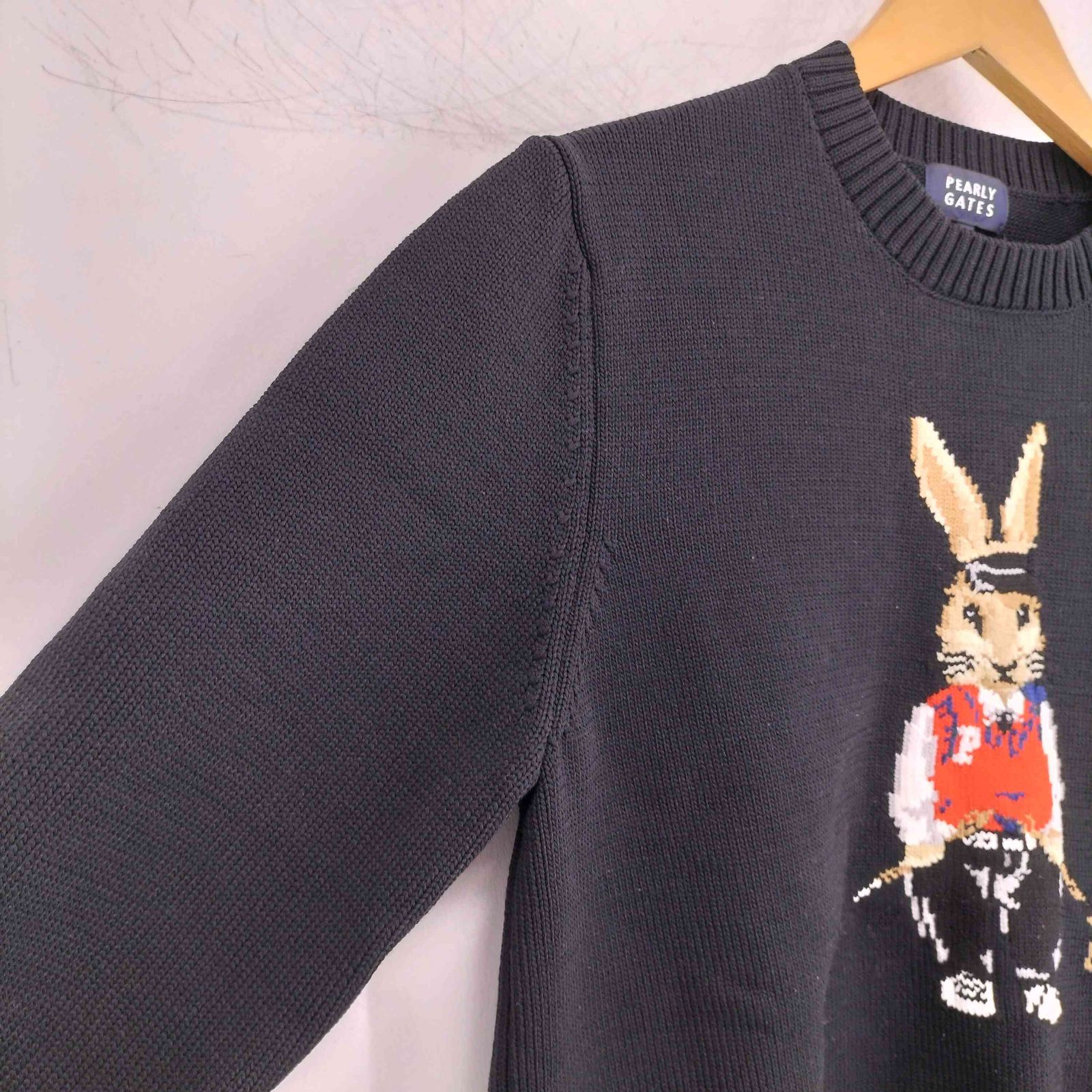 パーリーゲイツ PEARLY GATES インターシャクルーネックニット ウサギ