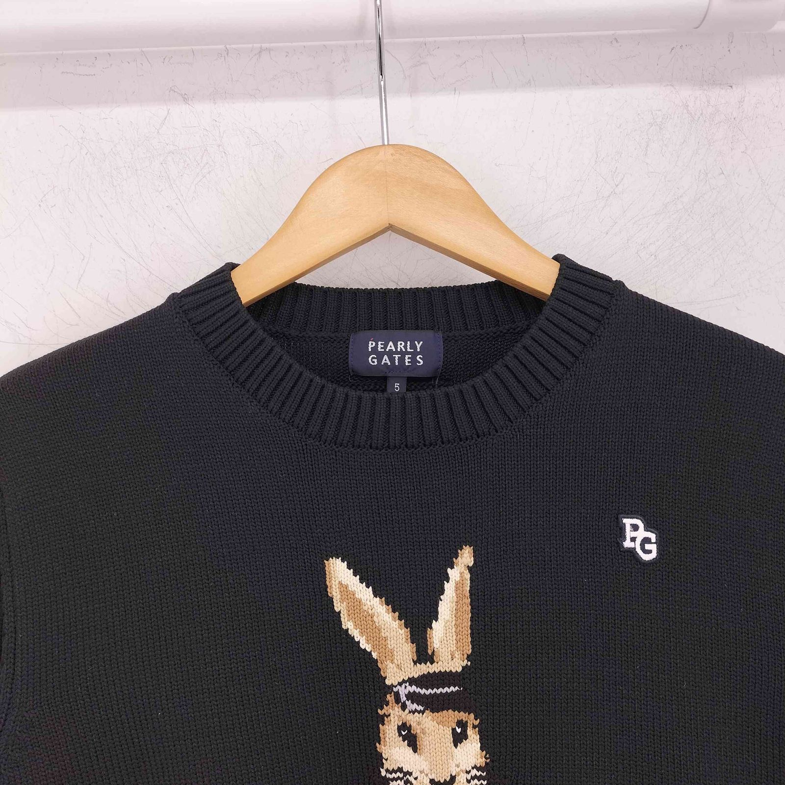 パーリーゲイツ PEARLY GATES インターシャクルーネックニット ウサギ