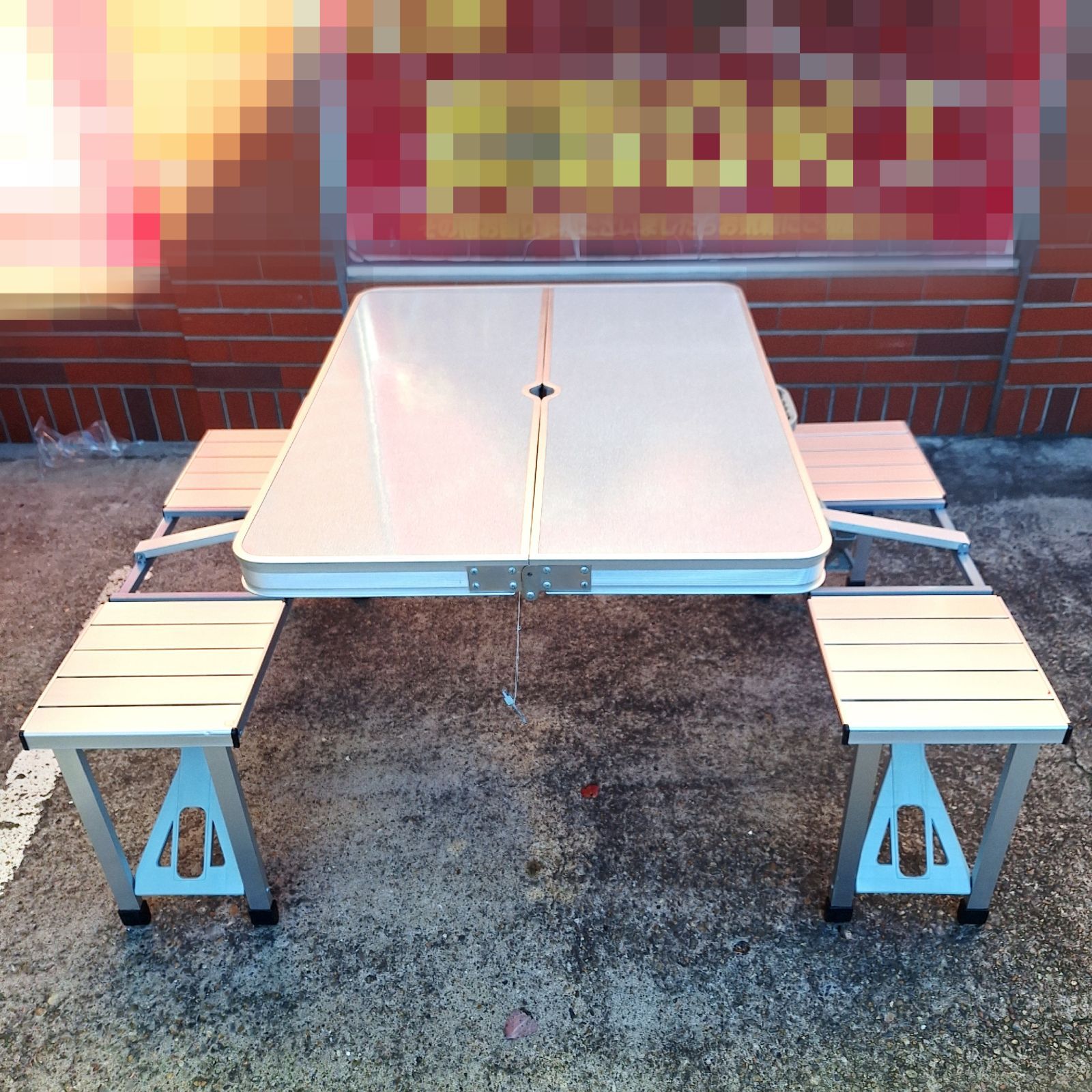 中古☆キャプテンスタッグ ラフォーレ DXアルミピクニックテーブル