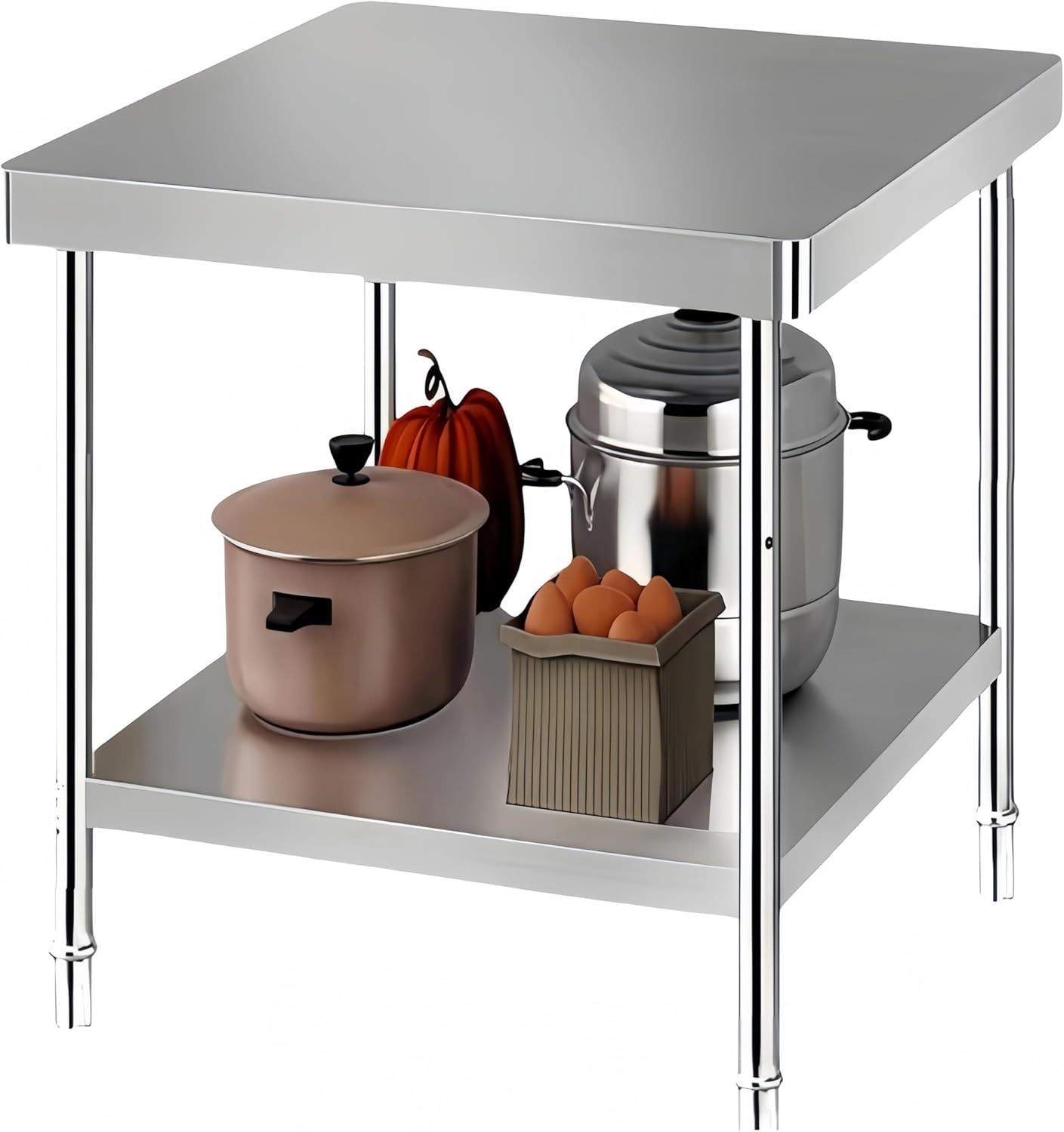 ステンレス 作業台 業務用 調理台 2段 600 813 mm 厨房作業台 ステンレステーブル 丸角デザイン ぶつかり防止 ワークテーブル キッチン 家庭用