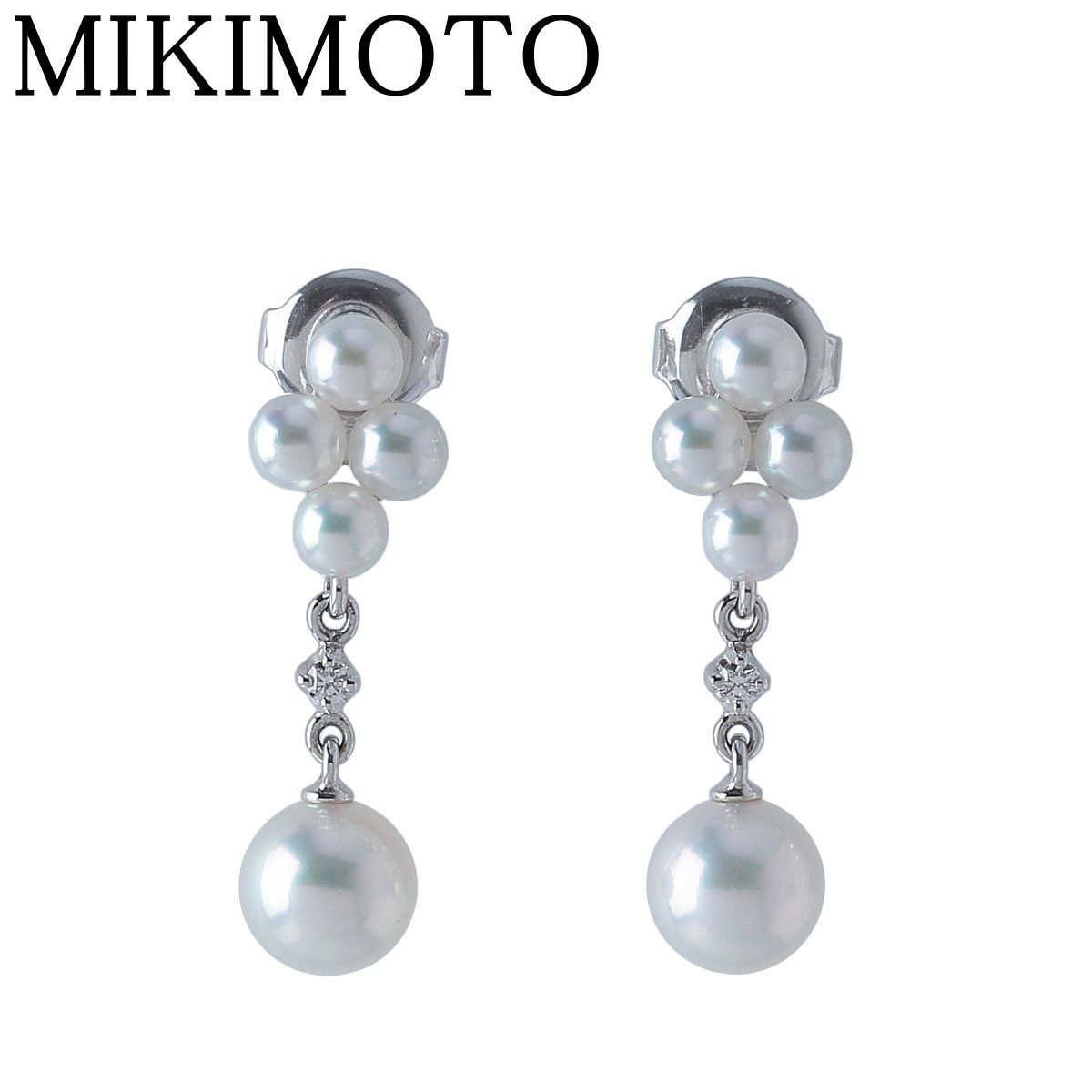 ミキモト ベビーパール ダイヤ ピアス PE-768PU型 アコヤパール3.5mm