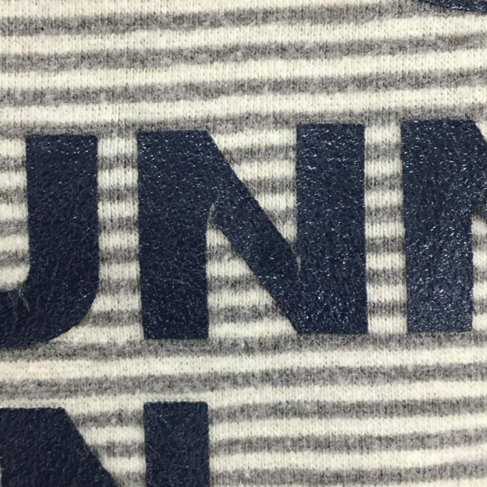 マスターバニー 長袖ハイネックシャツ グレー×白 細ボーダー 起毛素材