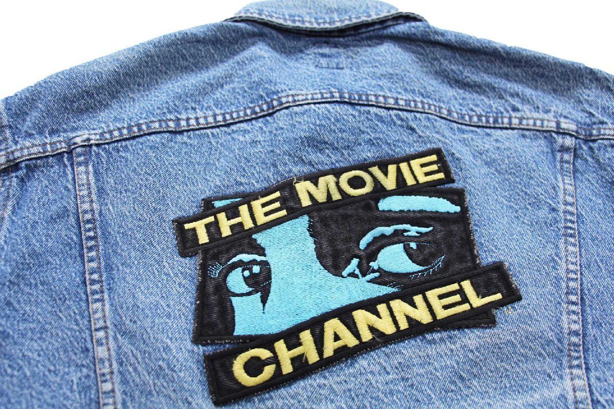 90s Leeリー THE MOVIE CHANNEL 刺繍 デニムジャケット 4ポケット 44L