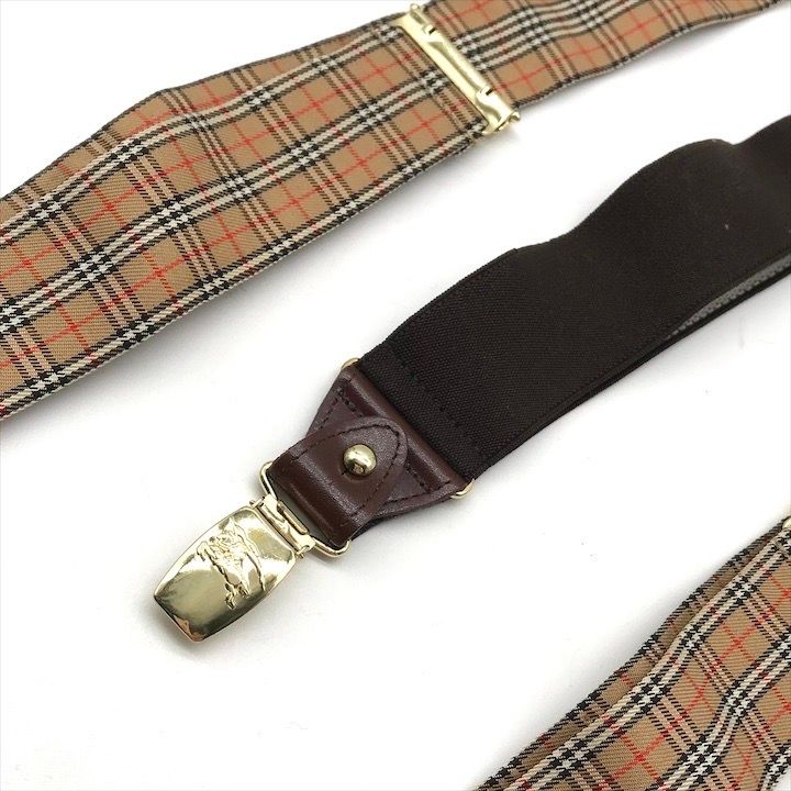 美品 Burberry バーバリー ノバチェック サスペンダー ブランド 服飾