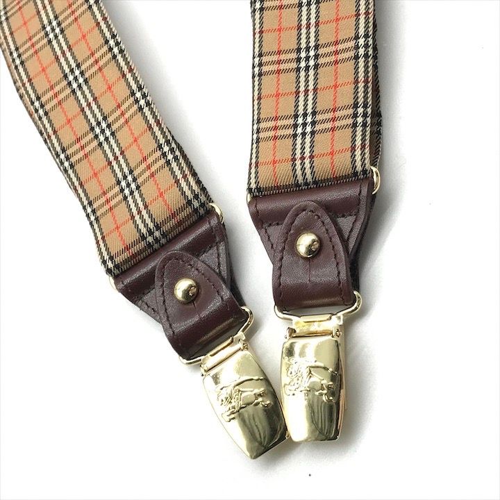 バーバリーチェック柄サスペンダー 美品 Burberry バーバリー ノバチェック サスペンダー ブランド 服飾