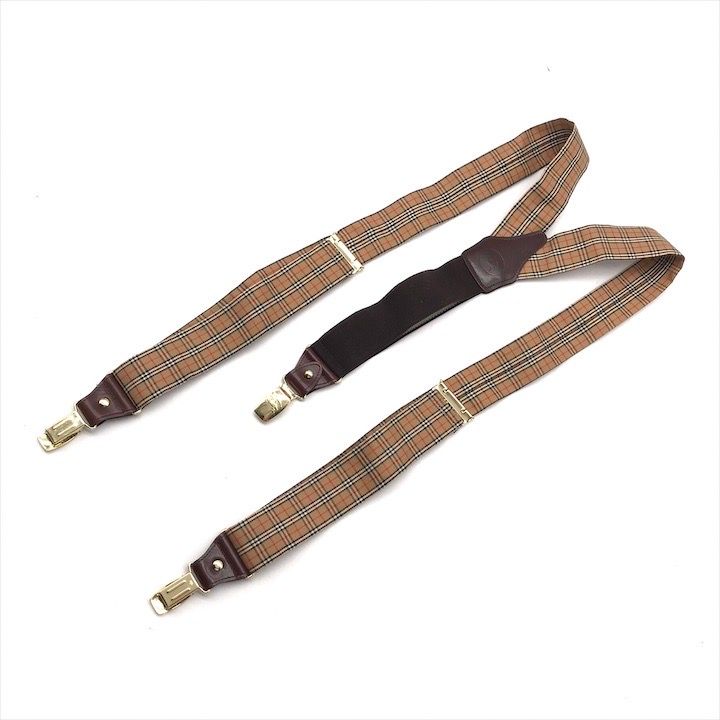 美品 Burberry バーバリー ノバチェック サスペンダー ブランド 服飾