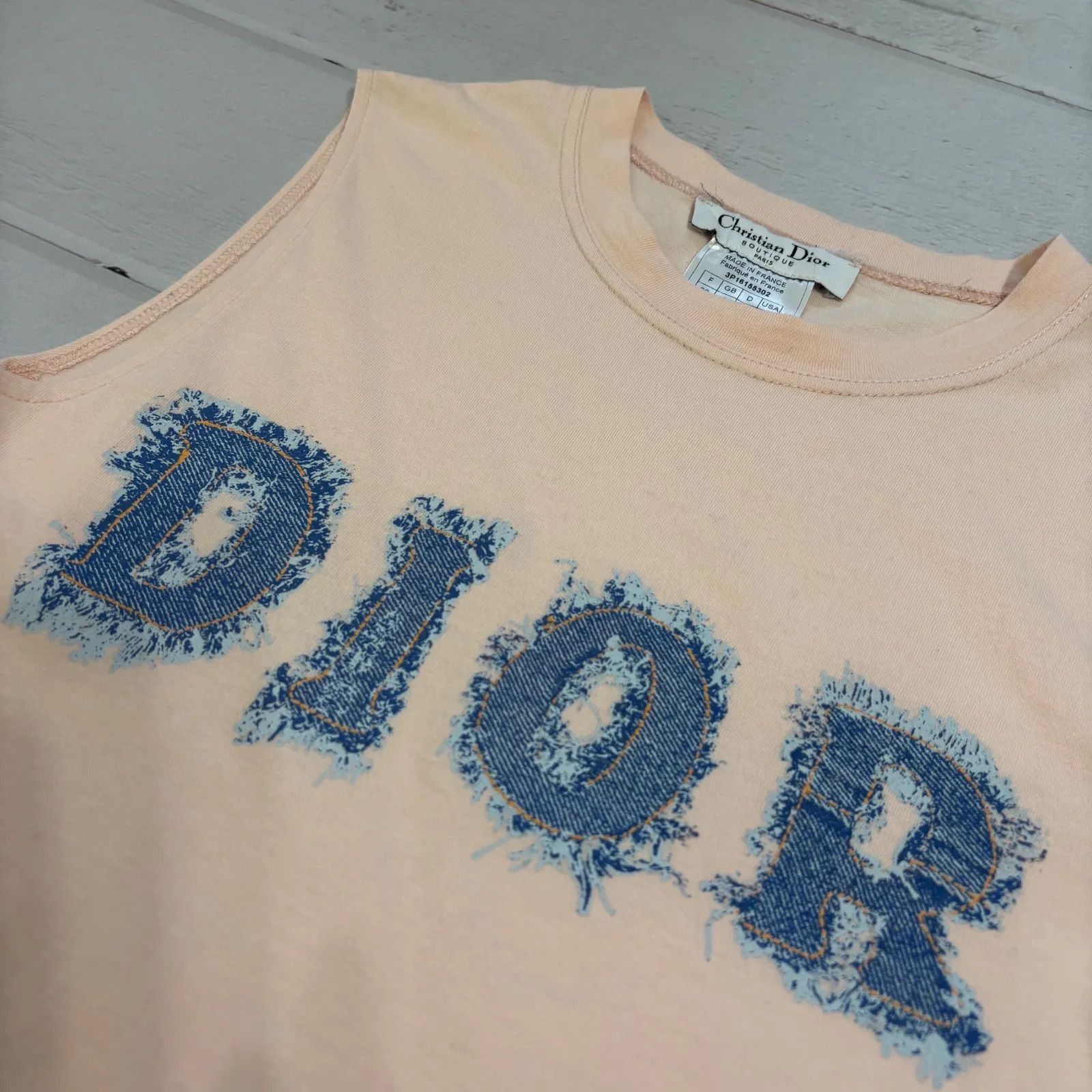 Christian Dior タンクトップ ガリアーノ期 ライトブルー 刺繍 2003 Christian Dior John Galliano ガリアーノ期 クリスチャン