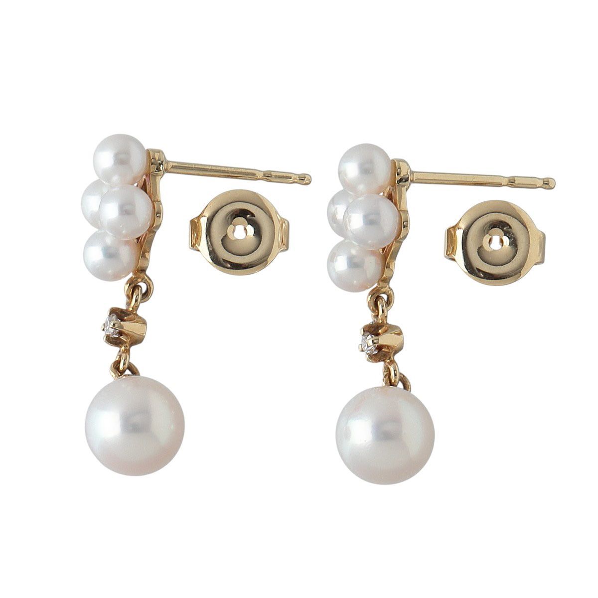 ミキモト ベビーパール ダイヤ ピアス 現行モデル PE-768PK型 アコヤ