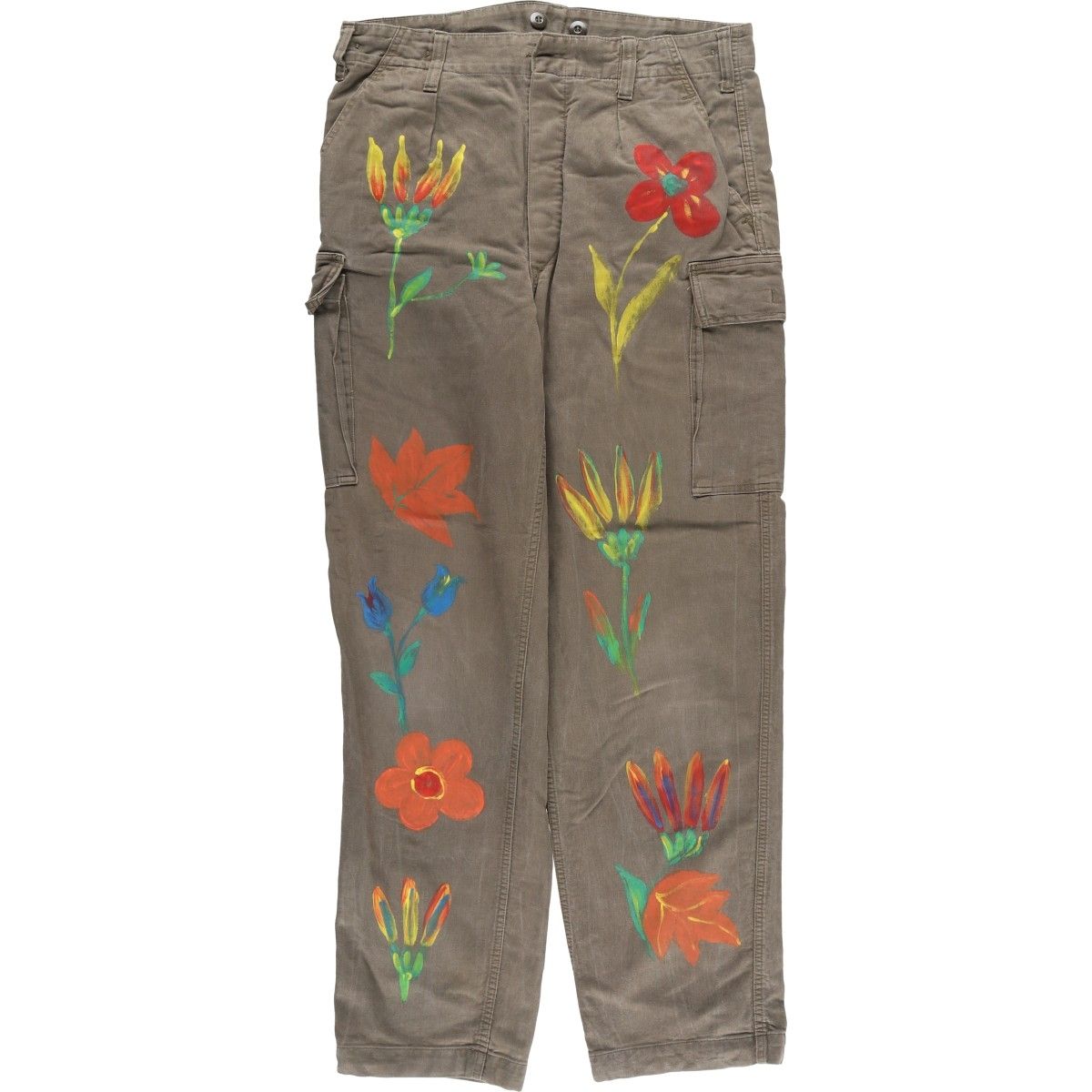 古着 80年代 ドイツ軍 モールスキン カスタム ペイント ミリタリー カーゴパンツ 14 メンズw 35相当 ヴィンテージ eaa 593261