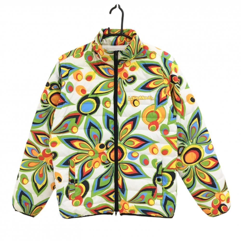 LOUDMOUThラウドマウス 2way ダウンジャケット／ベスト サイズM派手 ラウドマウス 2WAYダウンジャケット 白×マルチカラー シャガデリック