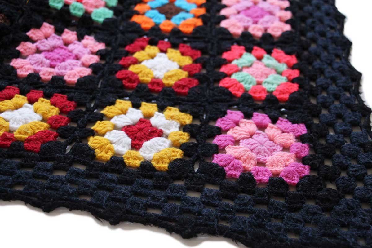 古着 ビンテージ 80s 厚手 ブロック グラニー ブランケット ラグ 美品 古着 ビンテージ 80s 厚手 ブロック グラニー ブランケット ラグ 美品