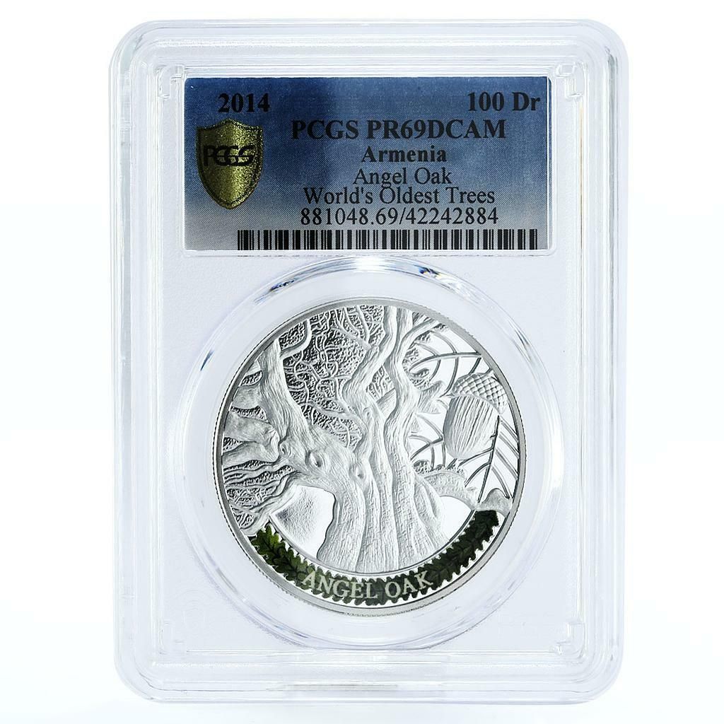 アルメニア 100ドラム エンジェルオークツリー カロライナ PR 69 PCGS 銀貨 2014年