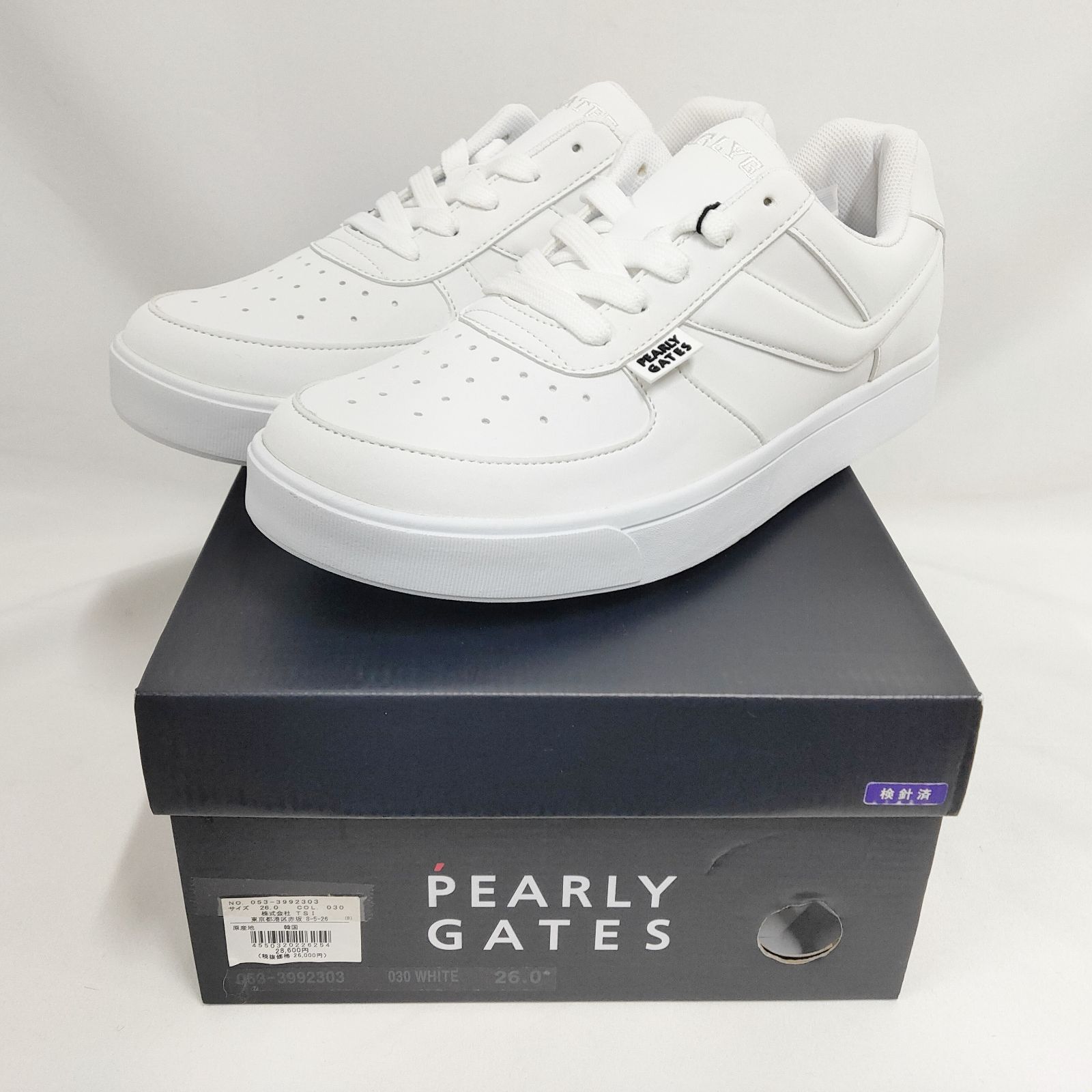 新品 未使用 パーリーゲイツ ローカット ゴルフシューズ ホワイト 26cm