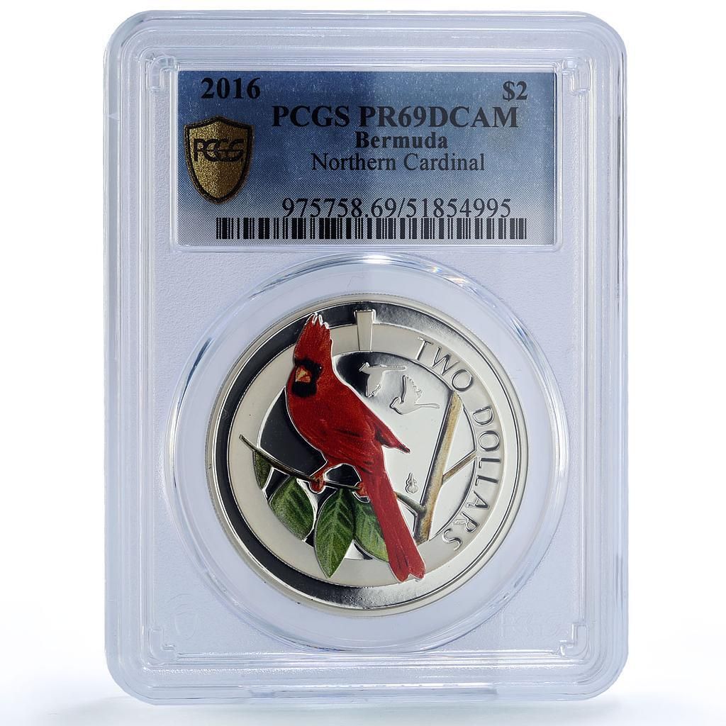 バミューダ 2ドル カーディナル ワイルドライフ バード ファウナ PR 69 PCGS シルバーコイン 2016