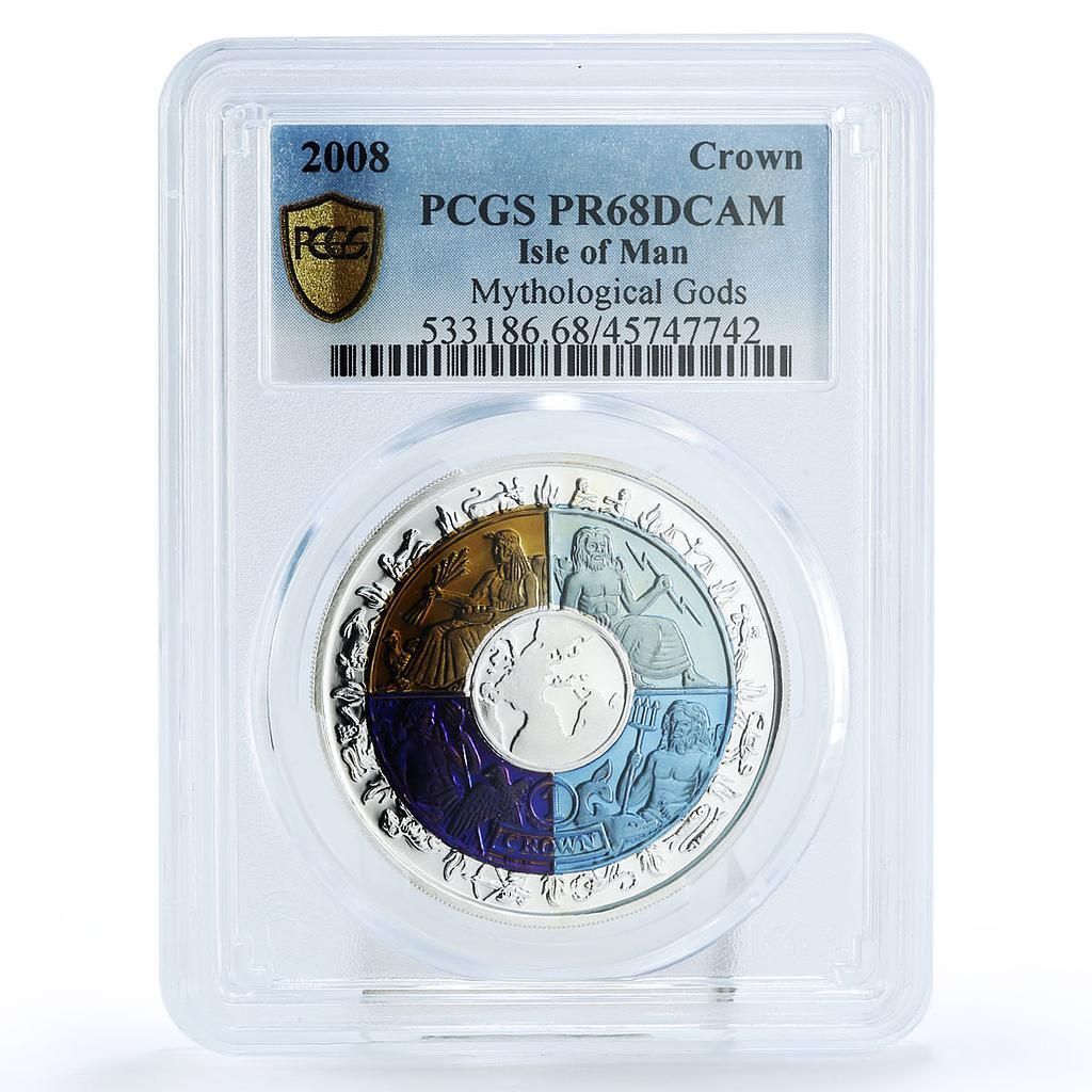 マン島 1クラウン 地球の年 神話の神々 PR 68 PCGS バイメタルコイン 2008