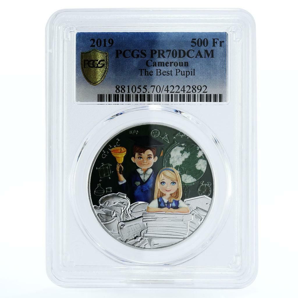 カメルーン 500フラン 最優秀生徒 PR 70 PCGS 銀貨 2019