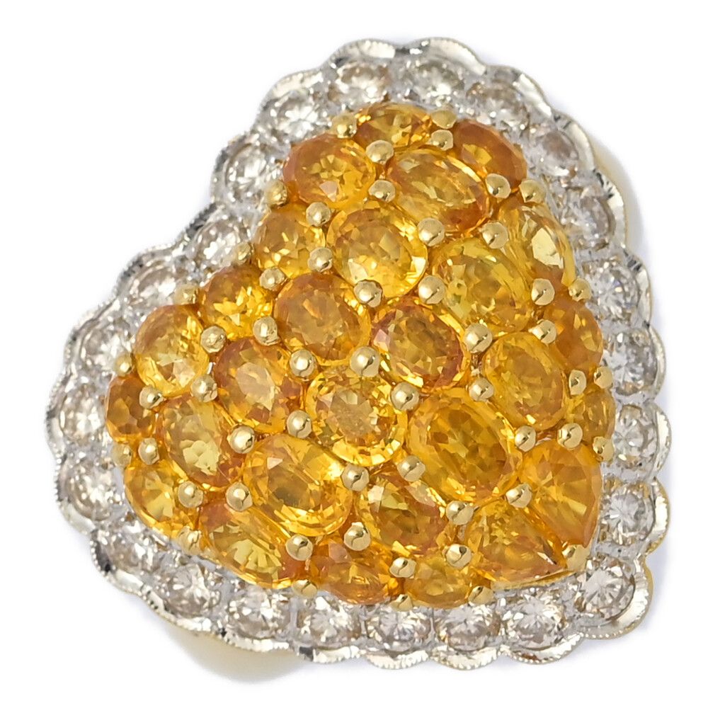 SA 4 3 ct FD 0 85 Ponte Vecchio ポンテヴェキオ ハートパヴェ･イエローサファイア･ダイヤモンドリング K 18 YG 10 g 8号 ♀ S レディース 598330