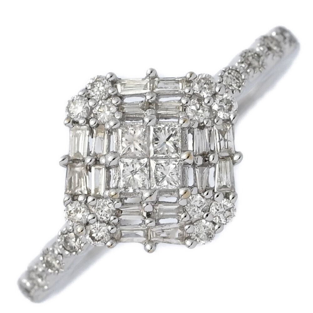 0 5 ct ダイヤモンド ひし形モチーフ リング･指輪 K 18 WG 750 3 g 21号 61 ホワイトゴールド プレゼント 記念日 誕生石 ♀ S レディース 598344