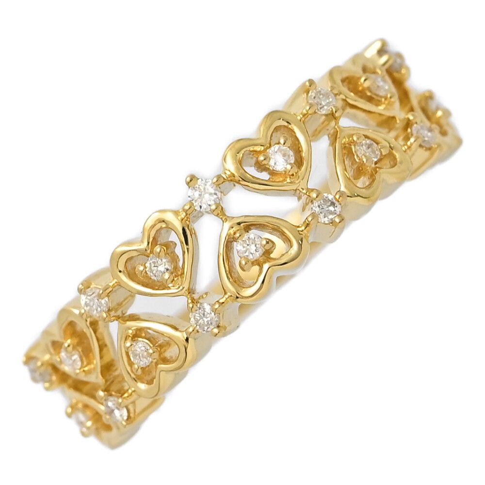 0.16 ct ハートモチーフ･ダイヤモンド リング･指輪 K 18 YG 750-3.7 g 14号 54 イエローゴールド プレゼント 記念日 ♀ N レディース 598037