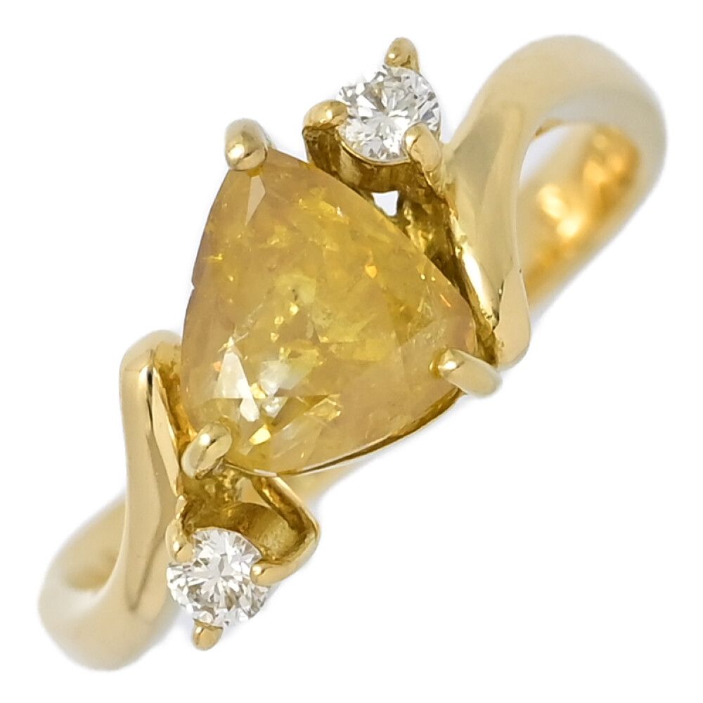 SA 1.280 ct FD 0.1 イエローサファイア ダイヤモンド リング･指輪 K 18 YG 750-3.3 g 12号 52 イエローゴールド プレゼント ♀ A レディース 598349