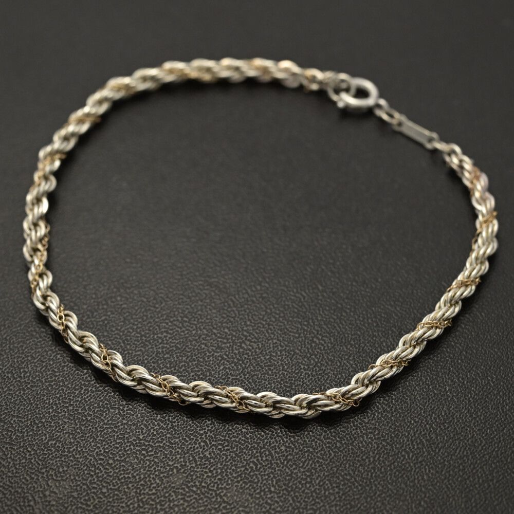 TIFFANY ＆ Co ティファニー ツイスト ロープ プレーン ブレスレット Sv 925 K 18 750コンビ 5 4 g シルバー ピンクゴールド ♀ S レディース 598296