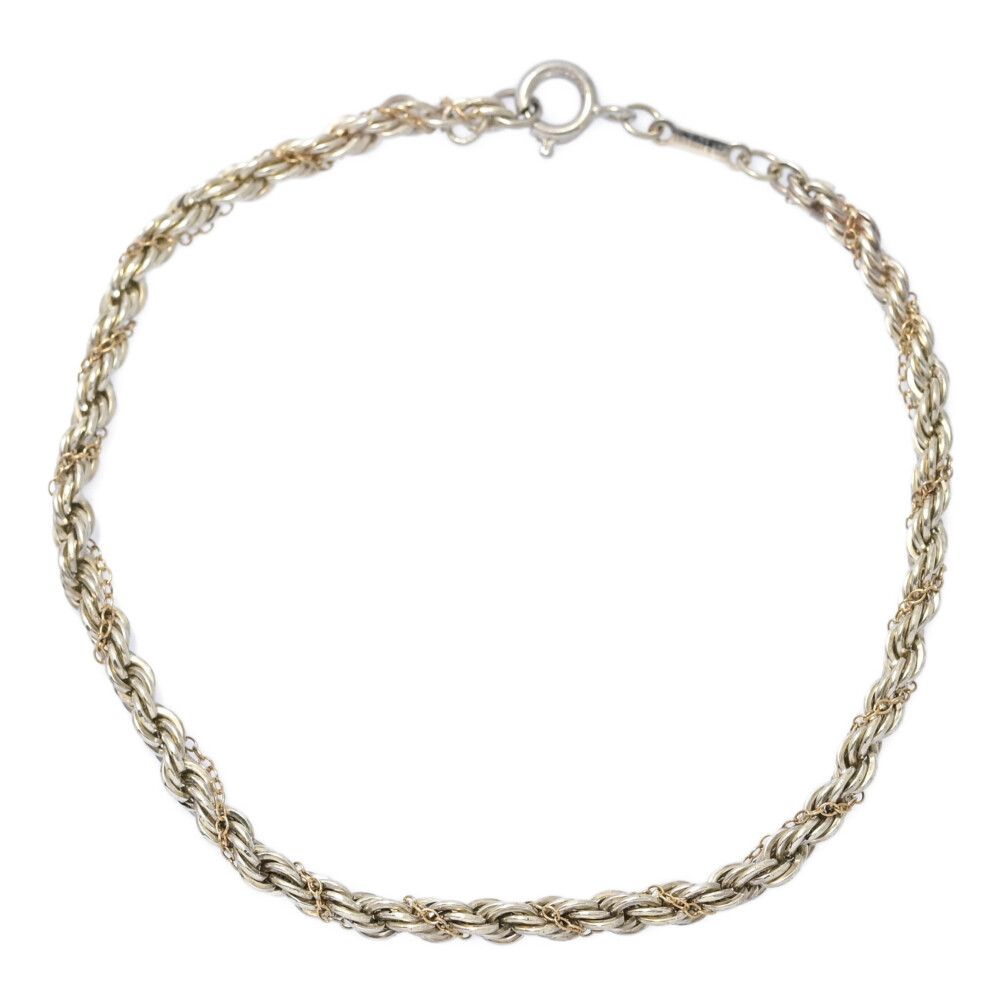 TIFFANY ＆ Co. ティファニー ツイスト ロープ プレーン ブレスレット Sv 925×K 18 750コンビ-5.4 g シルバー×ピンクゴールド ♀ S レディース 598296