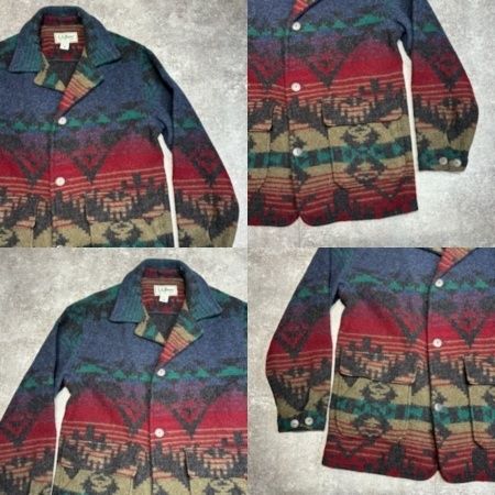 L.L.Bean エルエルビーン アメリカ製 ウールコート ネイティブ柄 M 80