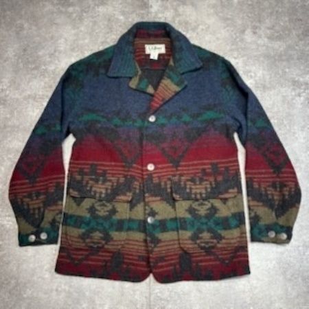 L.L.Bean エルエルビーン アメリカ製 ウールコート ネイティブ柄 M 80