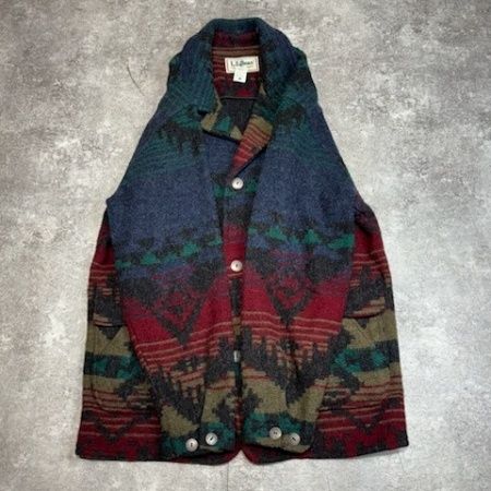 L.L.Bean エルエルビーン アメリカ製 ウールコート ネイティブ柄 M 80