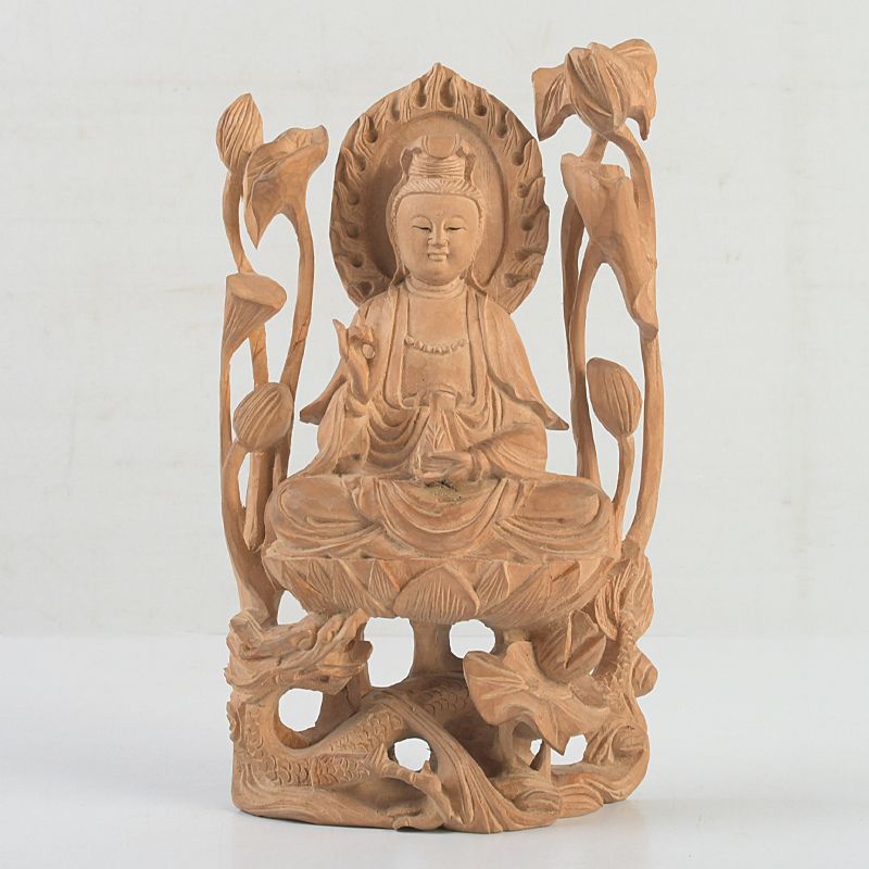 仏教美術 香木 白檀彫刻 観音菩薩像 仏像 置物 C S414 - メルカリ