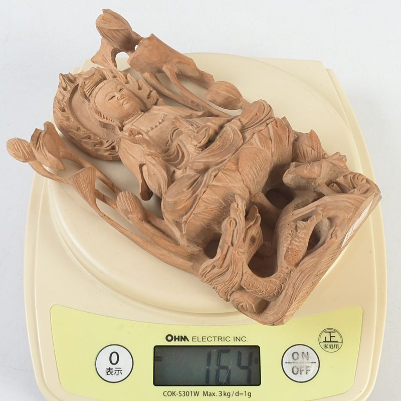 仏教美術　香木　白檀彫刻　観音菩薩像　仏像　置物　C　5418 仏教美術 香木 白檀彫刻 観音菩薩像 仏像 置物 C 5418