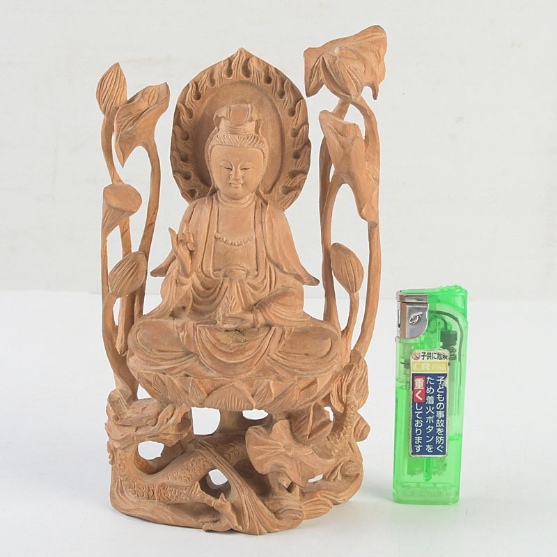 仏教美術 香木 白檀彫刻 観音菩薩像 仏像 置物 C S414 - メルカリ
