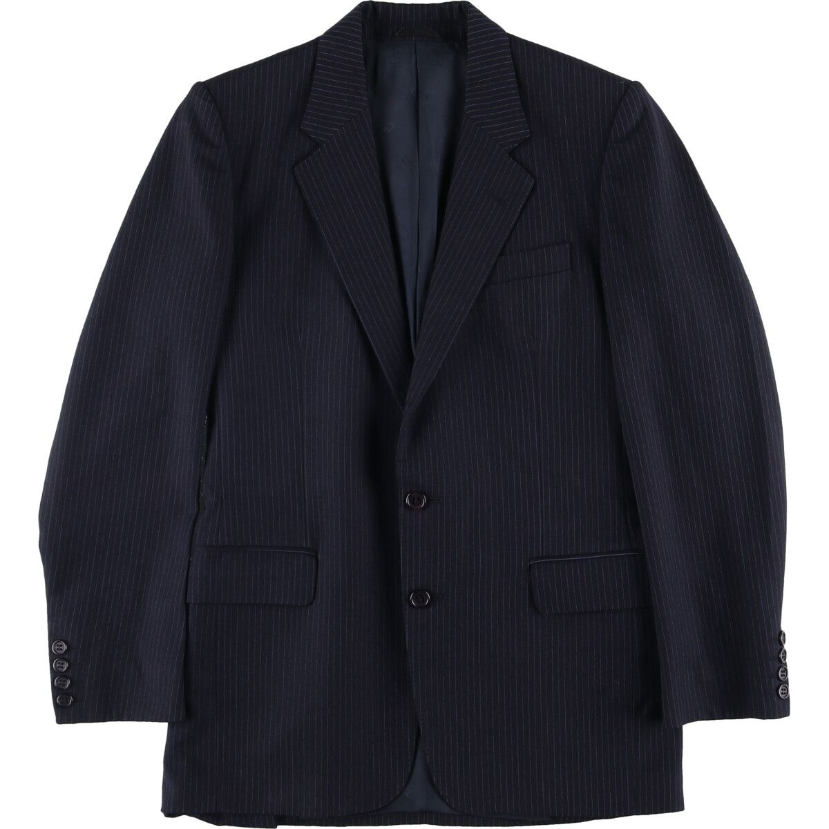 極美品クリスチャンディオールMONSIEUR　セットアップ　L黒　ストライプ2B 古着 クリスチャンディオール Christian Dior MONSIEUR ストライプ柄