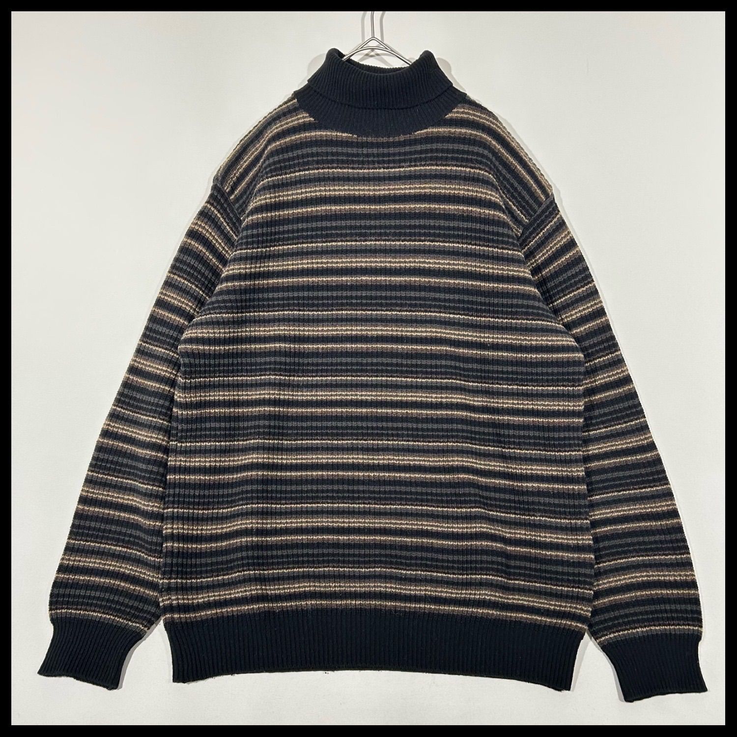 ヒューゴボス HUGO BOSS ハイネック ニット セーター ボーダー 大きい 