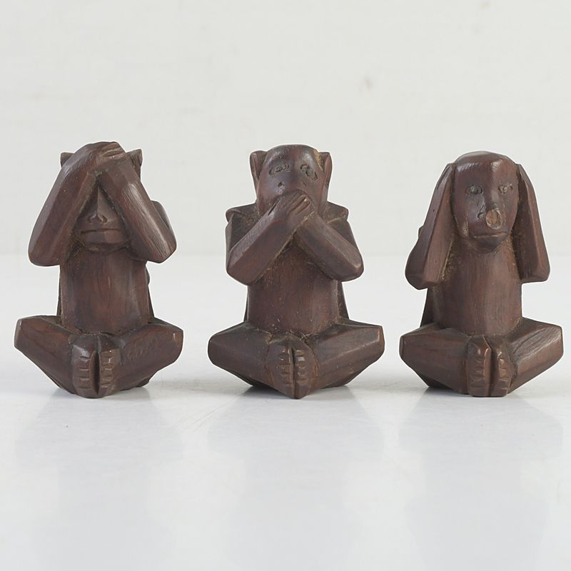 飛騨一位一刀彫 三猿 見ざる聞かざる言わざる 時代箱付 N S415 - メルカリ