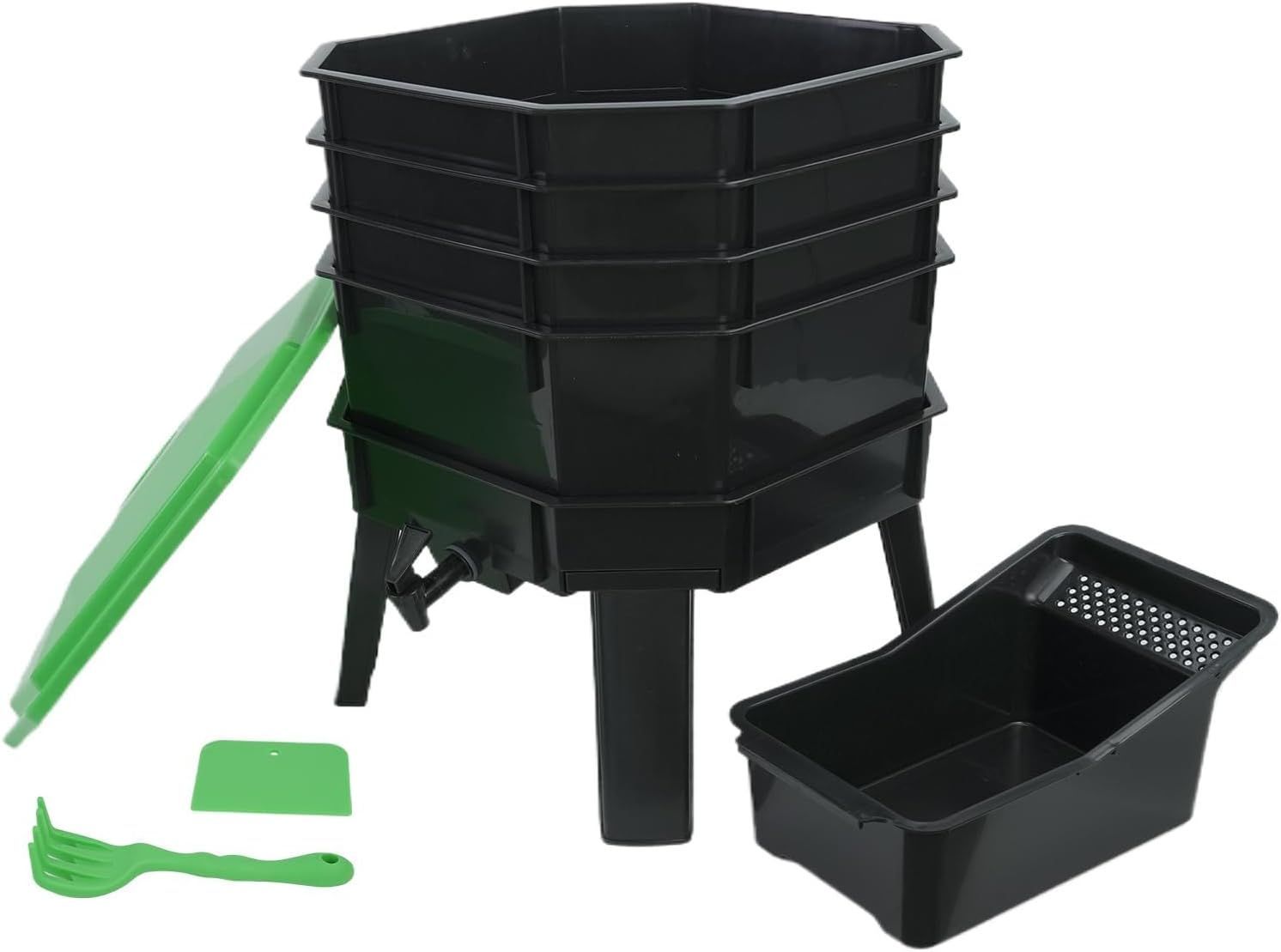 推薦 コンポスト ミミズの養殖 ミミズコンポスト 4層 大容量 40 51 5 cm コンポスター 家庭菜園 有機肥料 生ゴミ 雑草 コーヒーカス 落ち葉処理 エコフレンドリー 防カビ 脱臭 耐腐食性 操作が簡単 多用途 屋外 家庭用