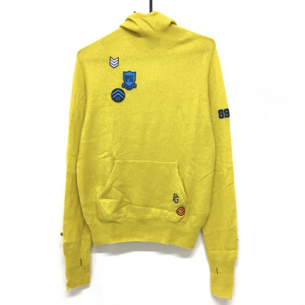 パーリーゲイツ フード付きセーター イエロー系 カシミヤ混 ニコちゃん
