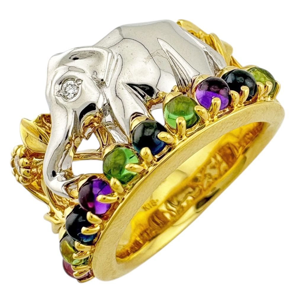 ミキモト リング 指輪 10 5号 18金 K 18イエローゴールド トルマリン レディース MIKIMOTO