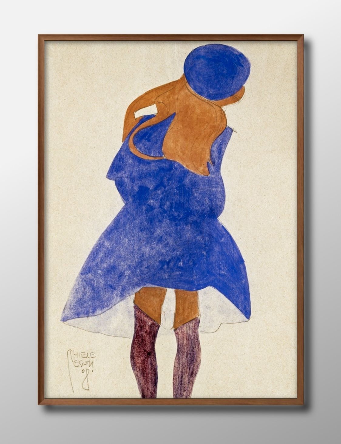 01109エゴン シーレ Girl, Back View A3 サイズ ポスター アート