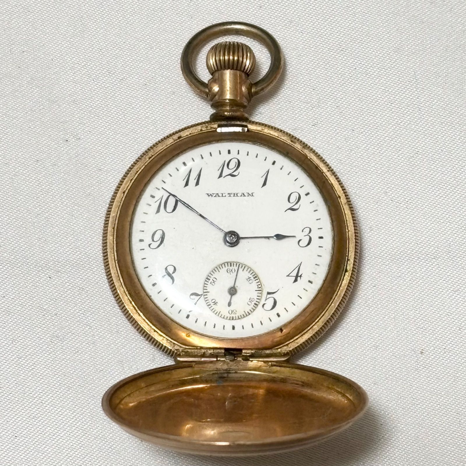 WALTHAM ウォルサム 懐中時計 手巻き時計 不動品 品 ホワイト×ゴールド 品扱い